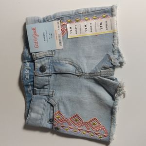 Cat & Jack 12M Embroidered Cut Off Jean Shorts
